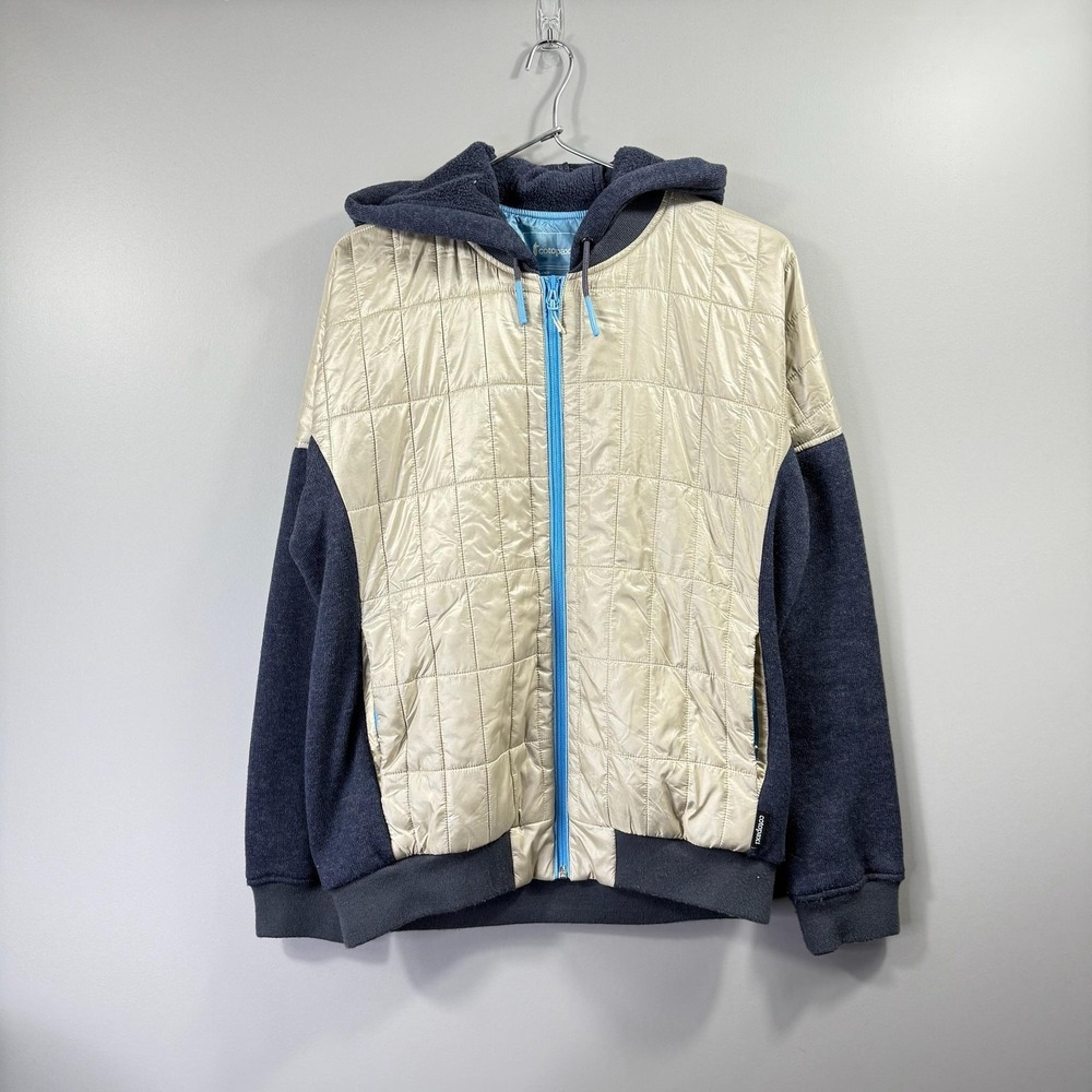 Cotopaxi Jacket Womens Large Beige Hooded Quilted Full Zip Fleece Colorblock